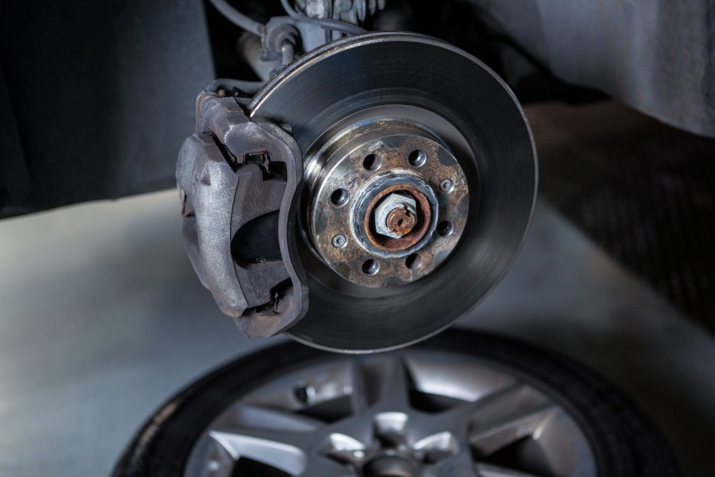 Close-up of car at repair garage
